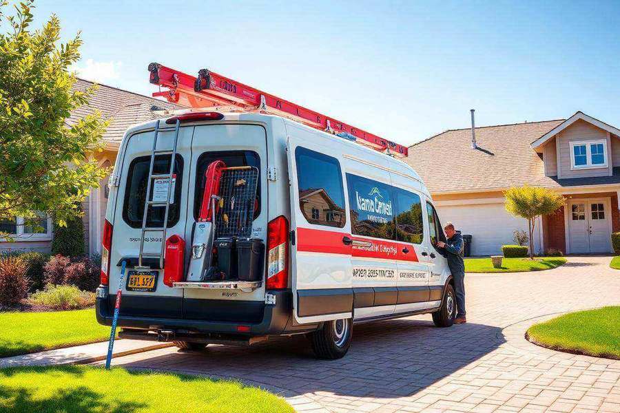 AquaPro service van arriving at a residential job